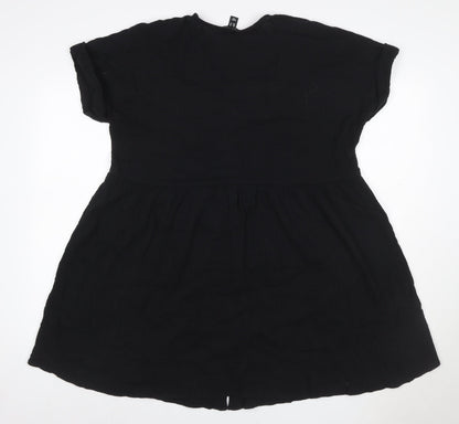 New Look Women Black UK 14 Fit & Flare V-Neck Button Mini Dress