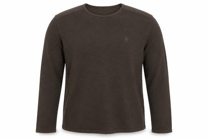 AllSaints Men's Green Large Waffle Knit Long Sleeve Crew Neck T-Shirt