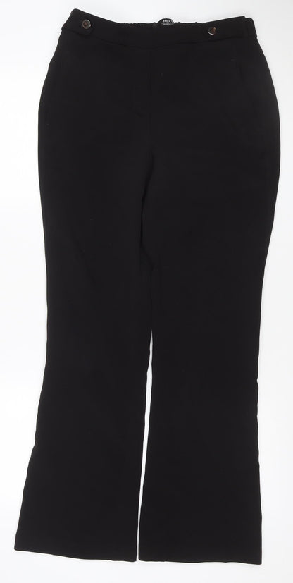 Next Women's Black UK 10 Long Bootcut Stretch Trousers Pockets