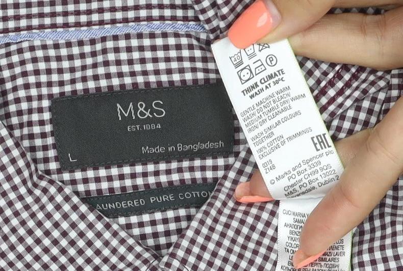 Marks & Spencer Men's Red L Check Short Sleeve Button-Up Shirt