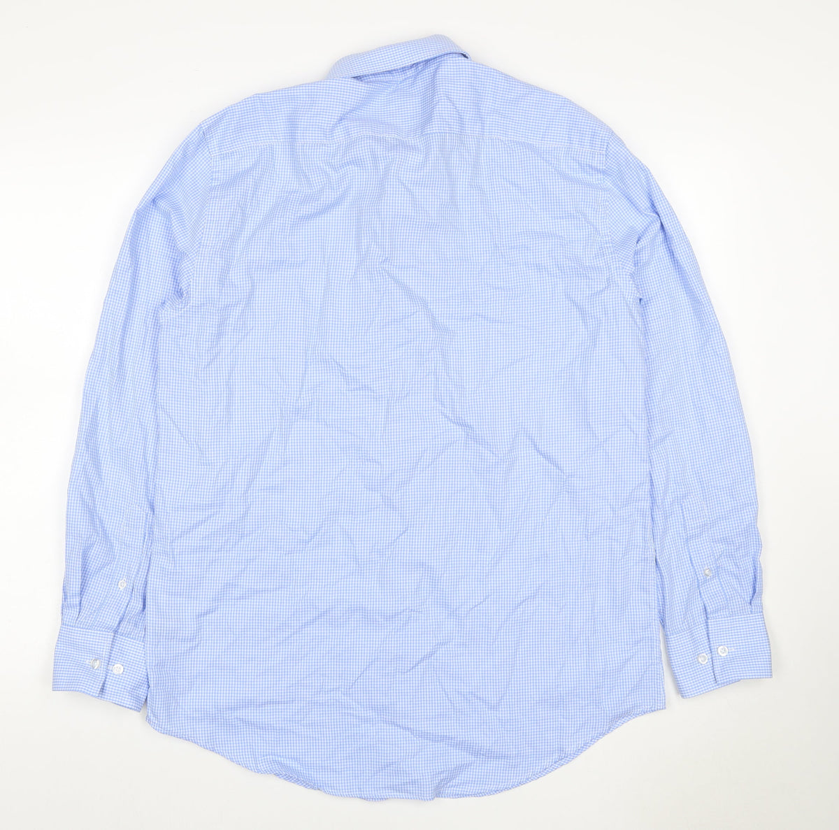 Dunnes Men’s Blue Check Regular Fit 16in Long Sleeve Shirt