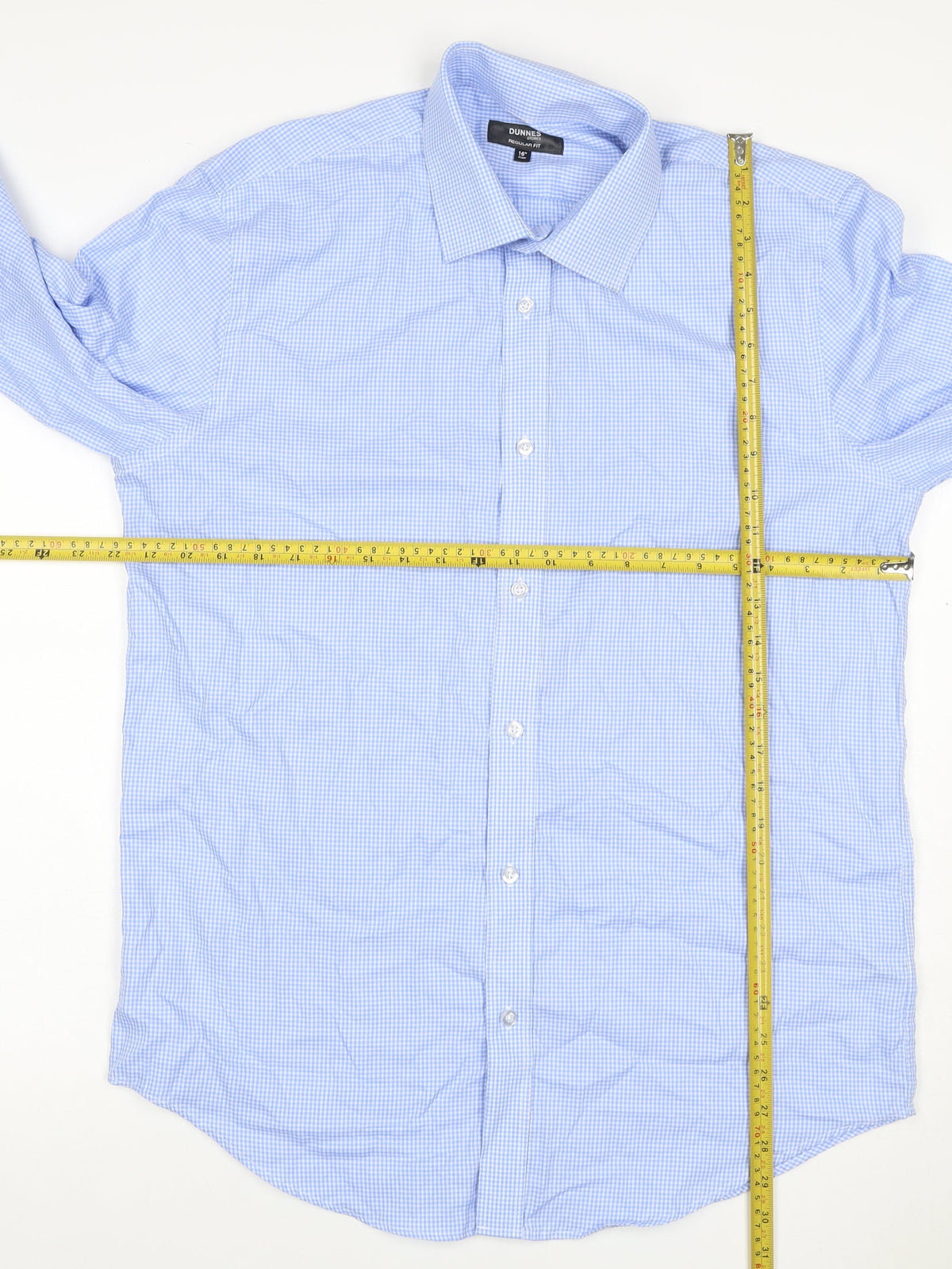 Dunnes Men’s Blue Check Regular Fit 16in Long Sleeve Shirt