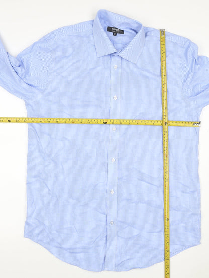 Dunnes Men’s Blue Check Regular Fit 16in Long Sleeve Shirt