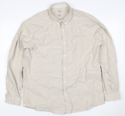 Additional front view of Dunnes Men Beige XL Slim Fit Cotton Button-Up Shirt
