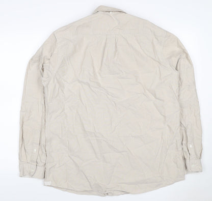 Back view of Dunnes Men Beige XL Slim Fit Cotton Button-Up Shirt