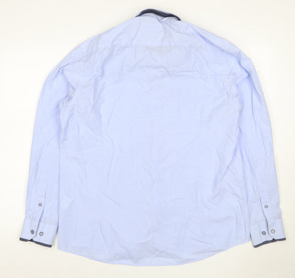 Advise Men’s Blue XL Slim Tailored Long Sleeve Button-Up Shirt