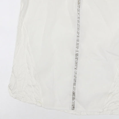 Oasis Women Ivory UK 12 Sheer Chiffon Scoop Neck Camisole Tank Top