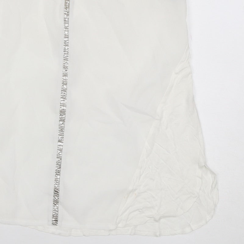 Oasis Women Ivory UK 12 Sheer Chiffon Scoop Neck Camisole Tank Top
