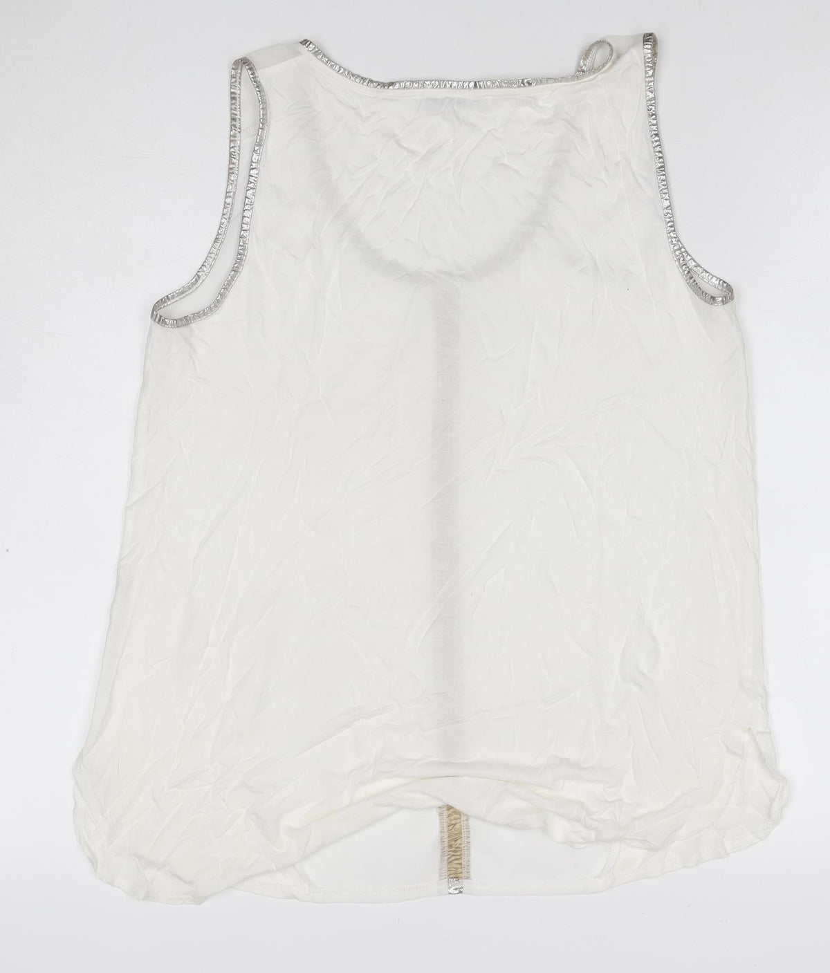 Oasis Women Ivory UK 12 Sheer Chiffon Scoop Neck Camisole Tank Top