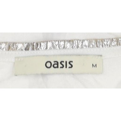 Oasis Women Ivory UK 12 Sheer Chiffon Scoop Neck Camisole Tank Top
