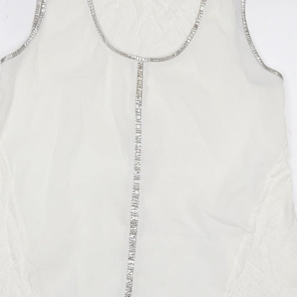Oasis Women Ivory UK 12 Sheer Chiffon Scoop Neck Camisole Tank Top