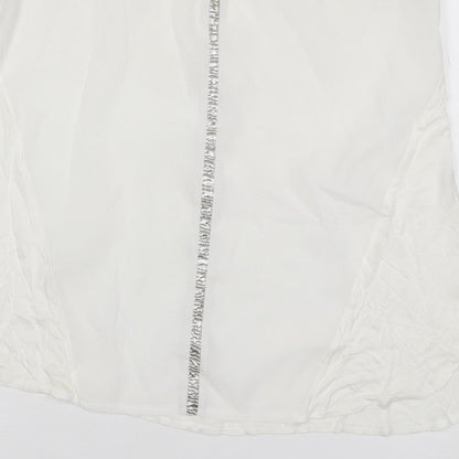 Oasis Women Ivory UK 12 Sheer Chiffon Scoop Neck Camisole Tank Top