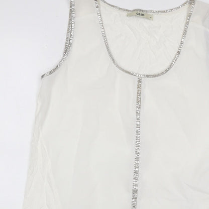 Oasis Women Ivory UK 12 Sheer Chiffon Scoop Neck Camisole Tank Top