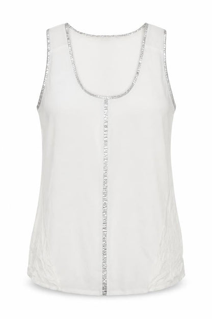 Oasis Women Ivory UK 12 Sheer Chiffon Scoop Neck Camisole Tank Top
