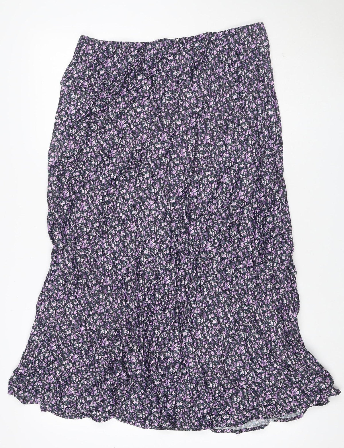 Gallery Women Black Floral Viscose Maxi Skirt UK 18 Elastic Waist