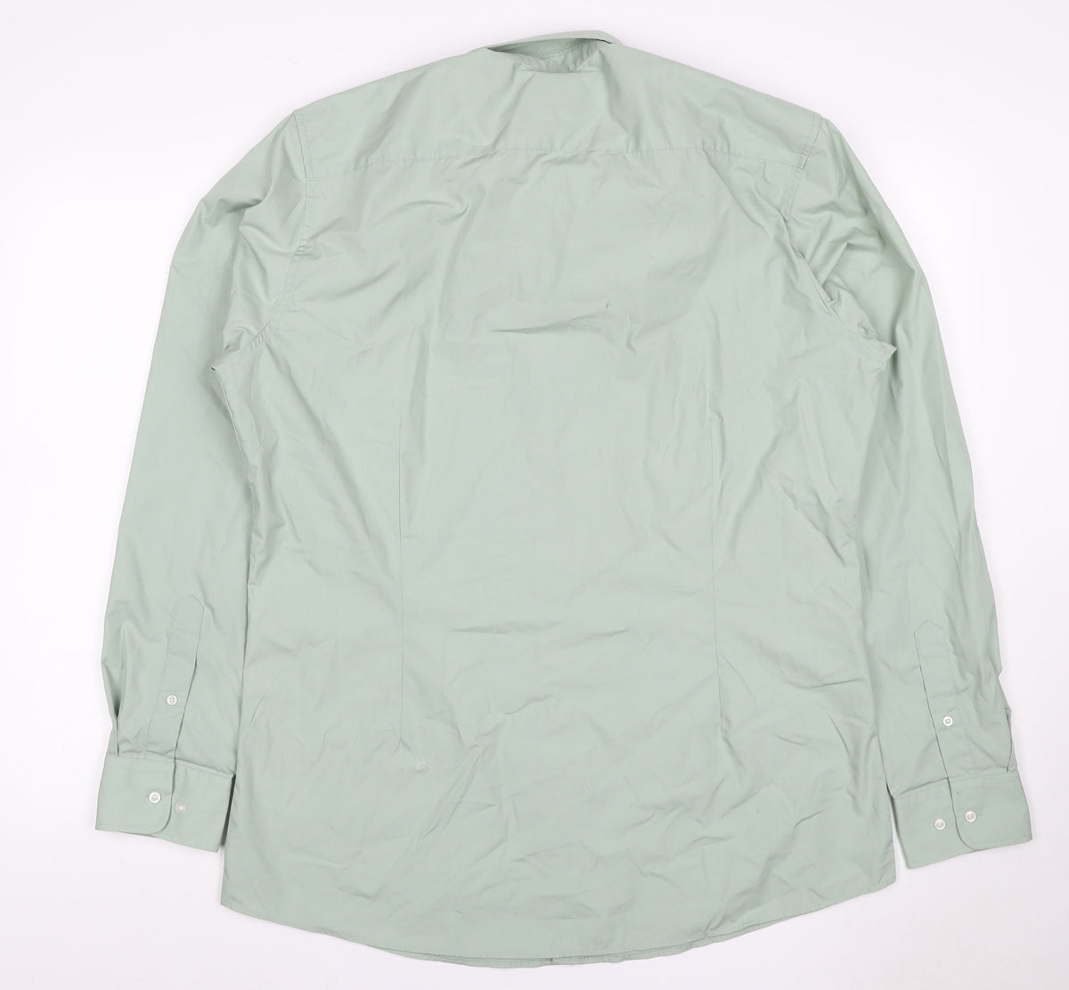 Next Men Green 16.5 Slim Fit Cotton Long Sleeve Button-Up Shirt