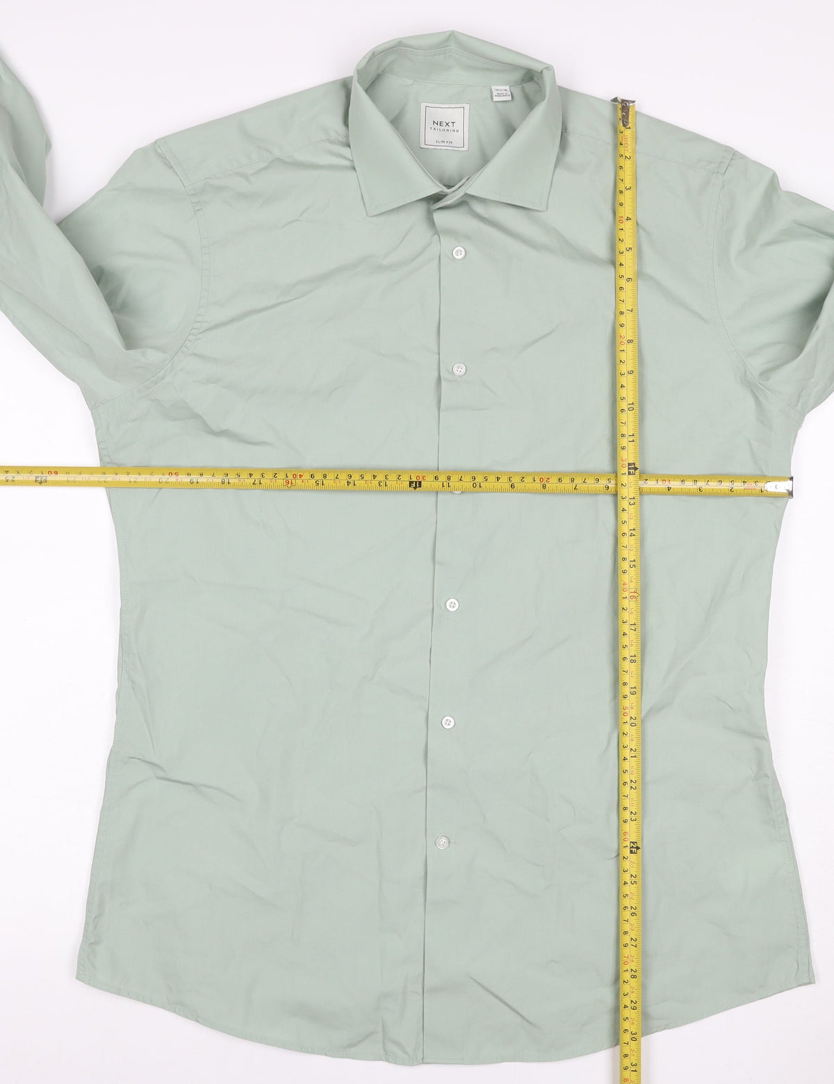 Next Men Green 16.5 Slim Fit Cotton Long Sleeve Button-Up Shirt