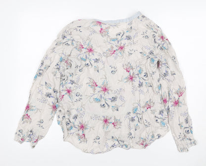 Per Una Women's Multicoloured UK 14 Floral Ruffle Chiffon Blouse