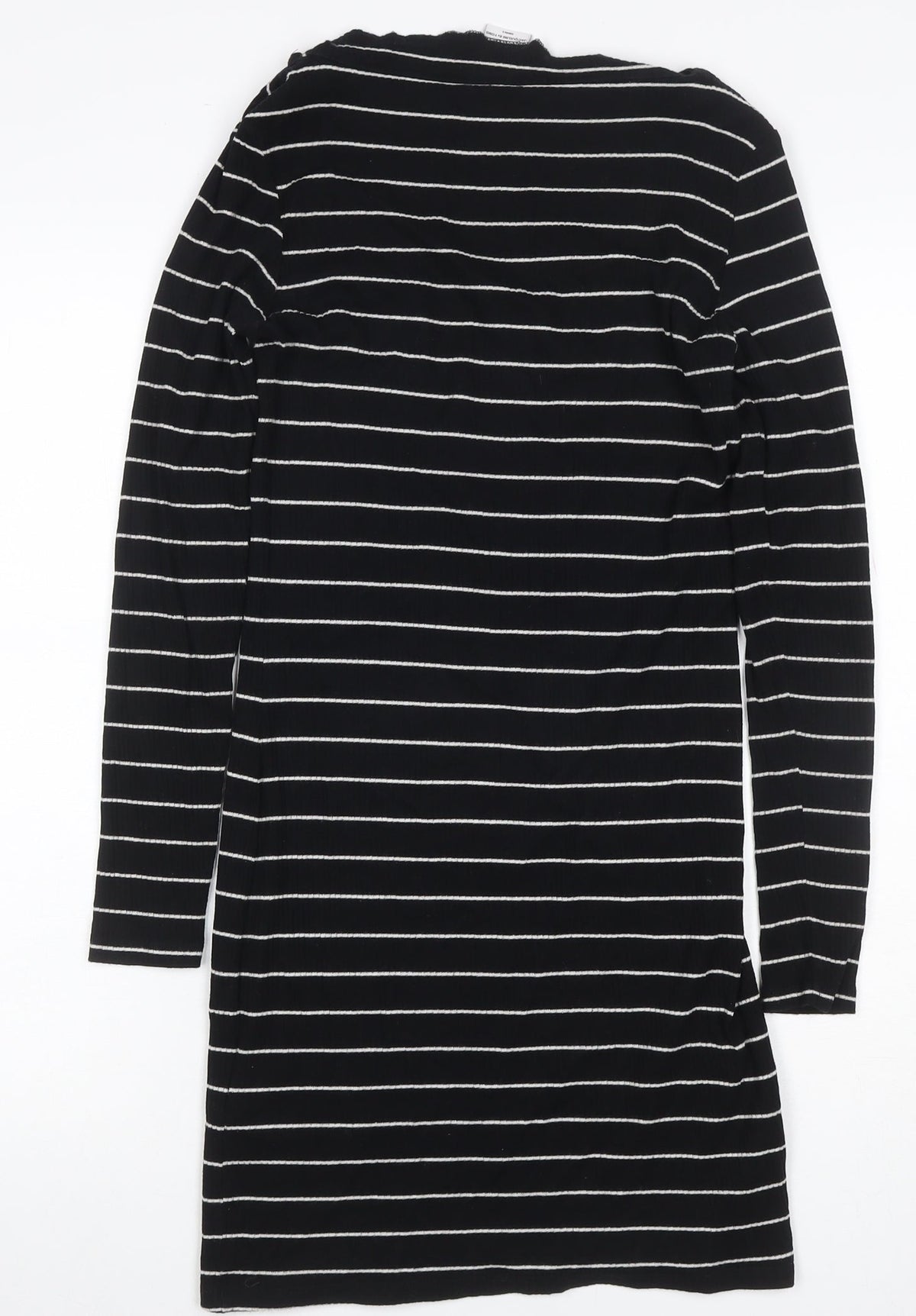 Back view of Jacqueline de Yong Women Black Striped Bodycon Knit Dress M