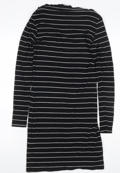 Back view of Jacqueline de Yong Women Black Striped Bodycon Knit Dress M