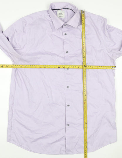 Next Men’s Purple 16.5 Regular Fit Cotton Striped Button-Up Shirt