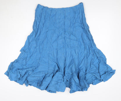 Per Una Women’s Blue Linen Flare Knee Length Skirt UK 12