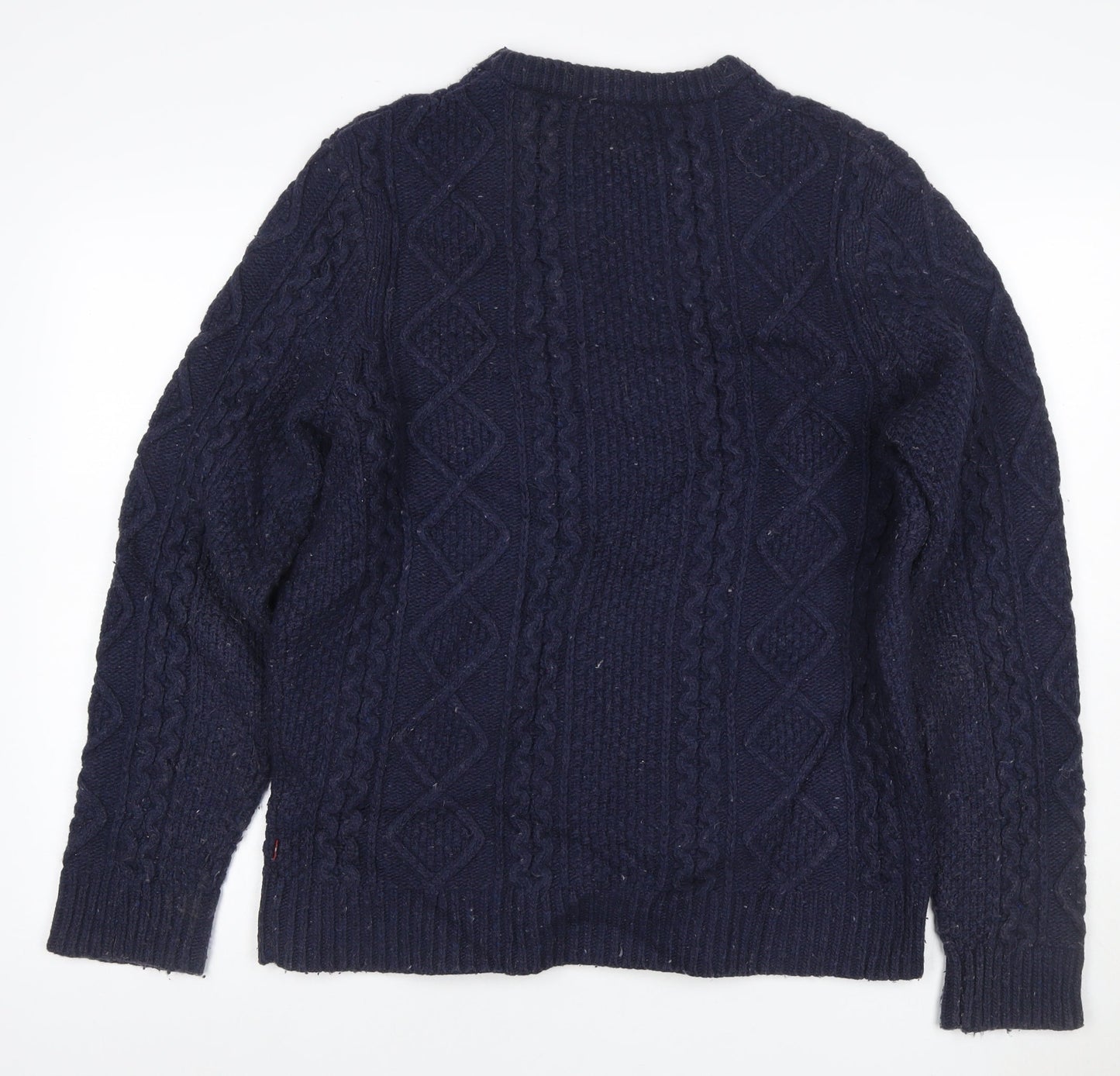 Levi's Men's Blue L Cable Knit Wool Blend Crew Neck Jumper