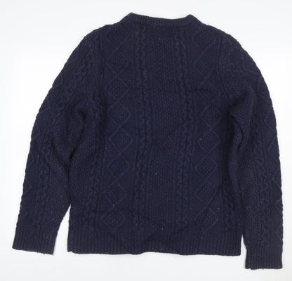 Levi's Men's Blue L Cable Knit Wool Blend Crew Neck Jumper
