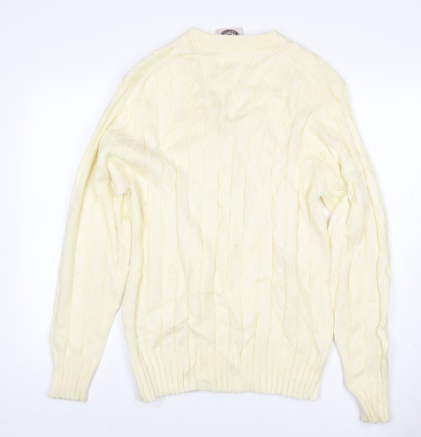 Brave Soul Men’s Ivory M Cable Knit V-Neck Pullover Jumper