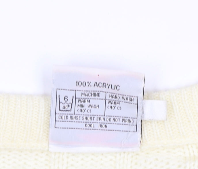 Brave Soul Men’s Ivory M Cable Knit V-Neck Pullover Jumper