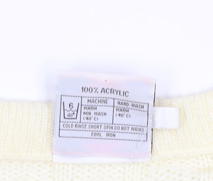 Brave Soul Men’s Ivory M Cable Knit V-Neck Pullover Jumper