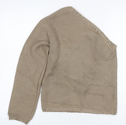 M&S Womens Beige XS Chunky Knit Open Front Cotton Cardigan