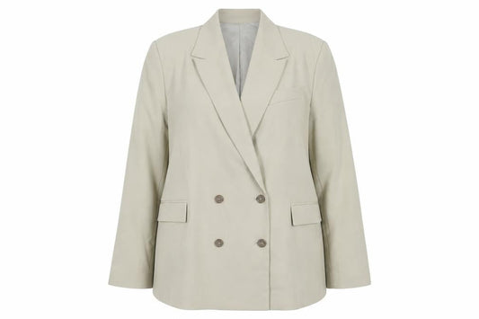 Topshop Women’s Beige UK 16 Double-Breasted Long Blazer Jacket