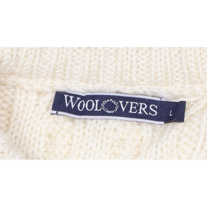 WoolOvers Women’s Ivory L Cable Knit Button Pocket Cardigan