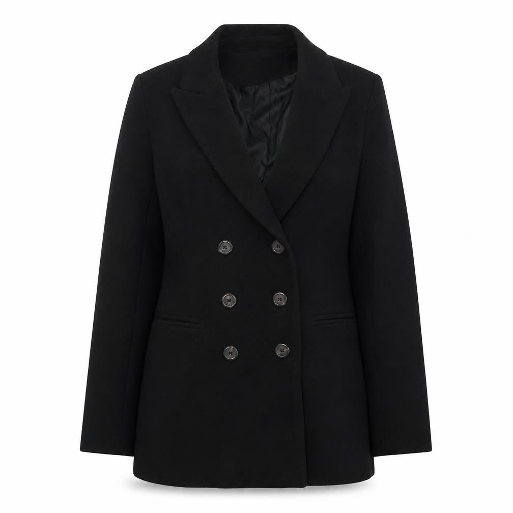 Attentif Women’s Black UK 10 Double-Breasted Six Button Blazer