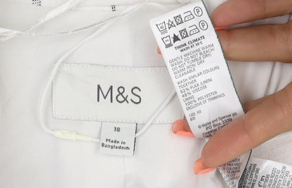 Marks and Spencer Women Ivory Stripe Linen Blend Blazer UK 18
