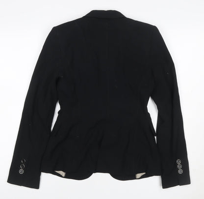 Zara Woman Women's Black UK 8 Tailored One Button Lined Blazer Jacket