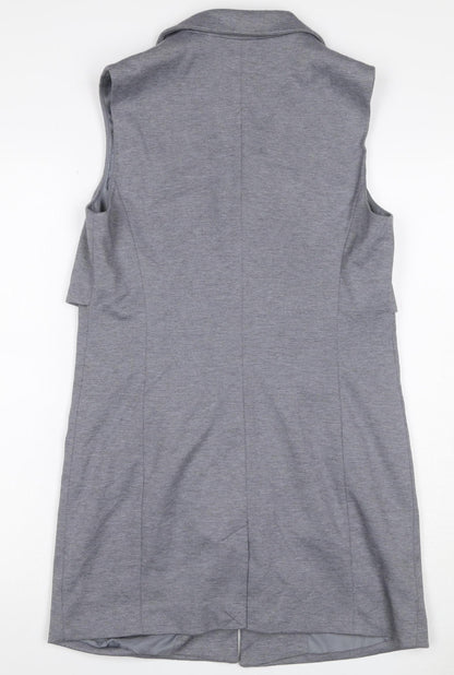 Atmosphere Women Grey Size 10 Long Sleeveless Zip Pocket Waistcoat