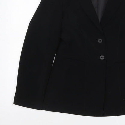 Fellini Women Black UK 10 Two Button Tailored Lined Blazer Jacket