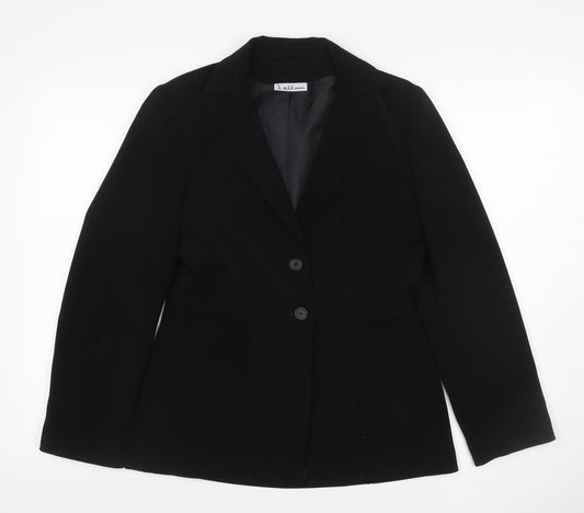 Fellini Women Black UK 10 Two Button Tailored Lined Blazer Jacket