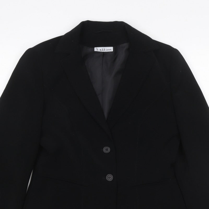 Fellini Women Black UK 10 Two Button Tailored Lined Blazer Jacket
