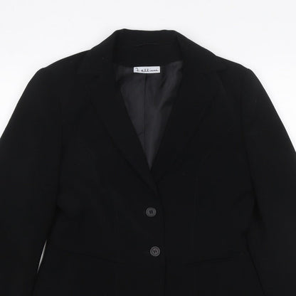 Fellini Women Black UK 10 Two Button Tailored Lined Blazer Jacket