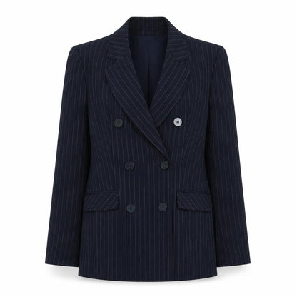 Primark Women Black Pinstripe UK 8 Double-Breasted Peak Lapel Blazer