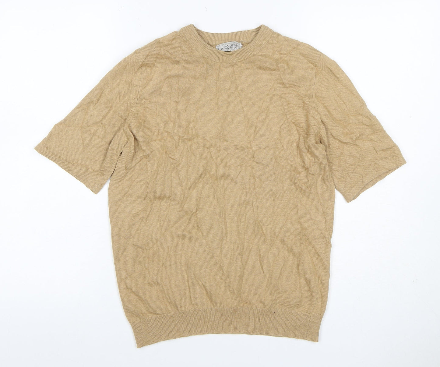 Julie & Scott Women Beige Size 36 Cashmere Knit Short Sleeve Jumper