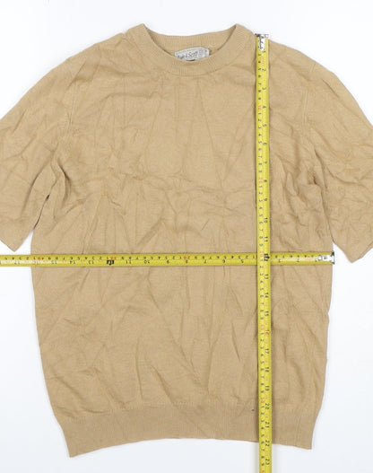 Julie & Scott Women Beige Size 36 Cashmere Knit Short Sleeve Jumper