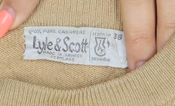 Julie & Scott Women Beige Size 36 Cashmere Knit Short Sleeve Jumper