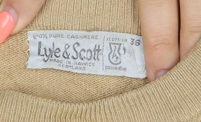 Julie & Scott Women Beige Size 36 Cashmere Knit Short Sleeve Jumper