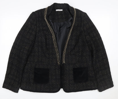 Per Una Women Black UK 18 Bouclé Gold Chain Trim Lined Blazer Jacket