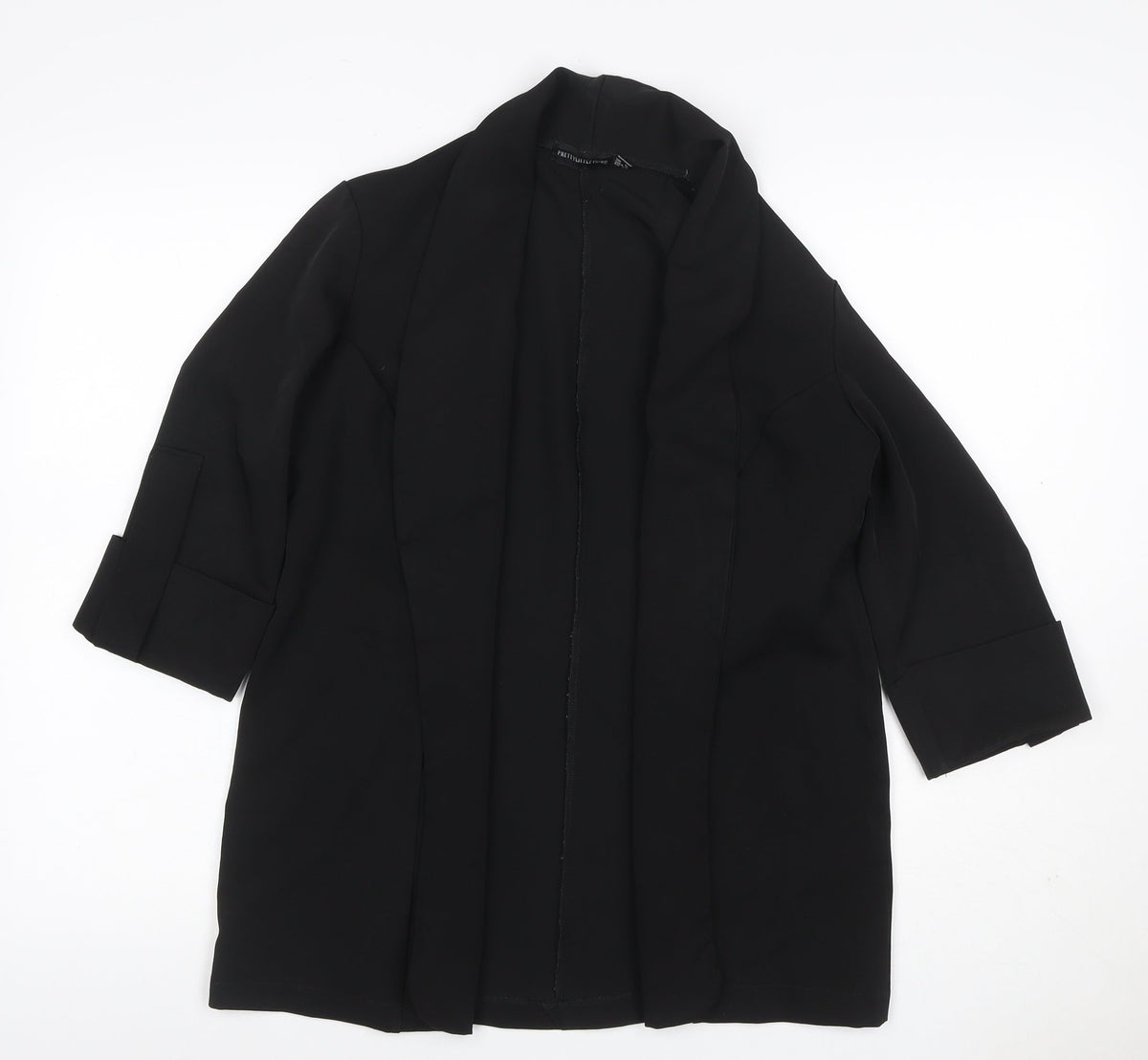 PRETTYLITTLETHING Women's Black UK 6 Long Open Front Blazer Jacket