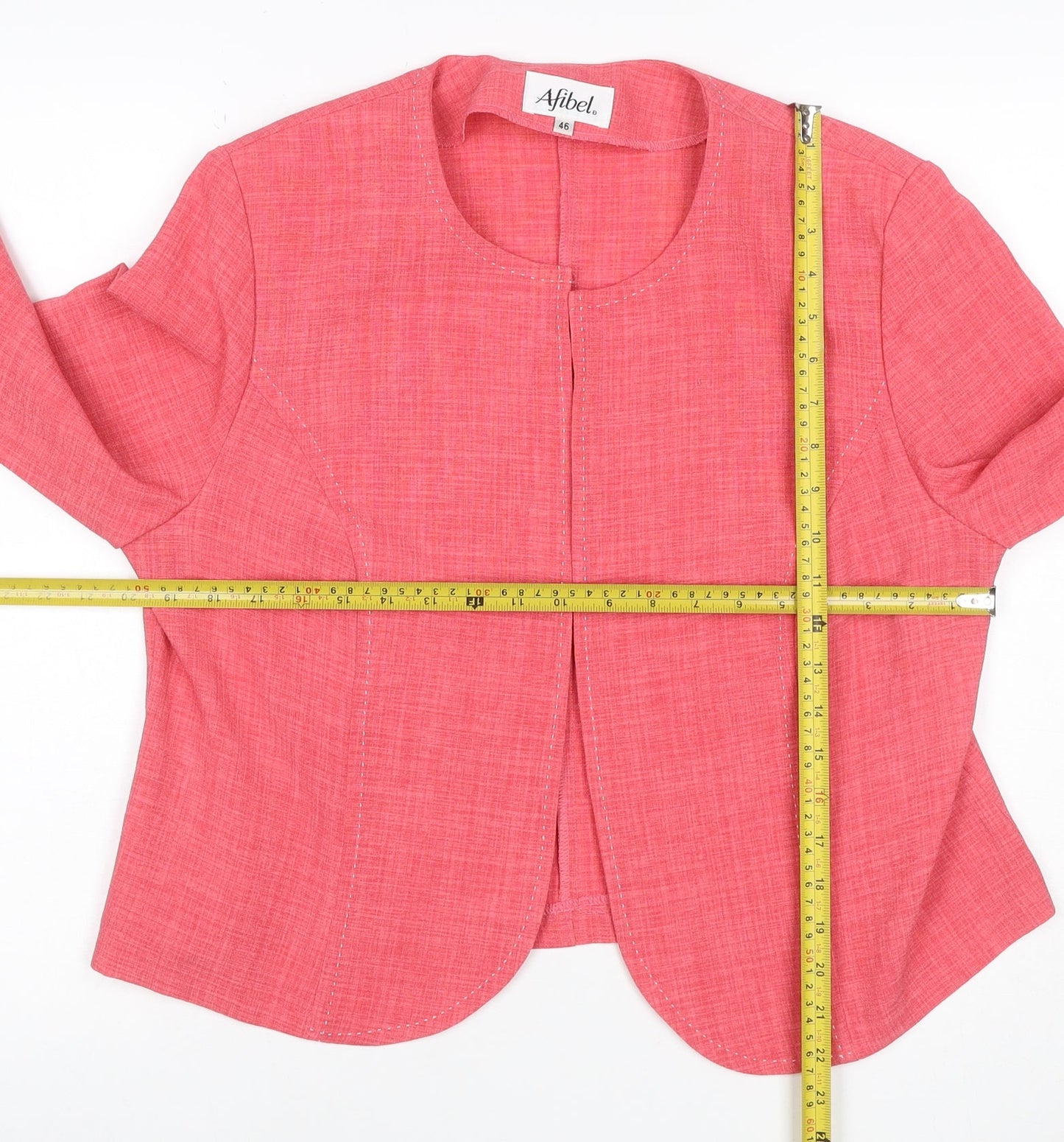 Afibel Women’s Pink UK 18 Tailored 3/4 Sleeve Suit Jacket Blazer